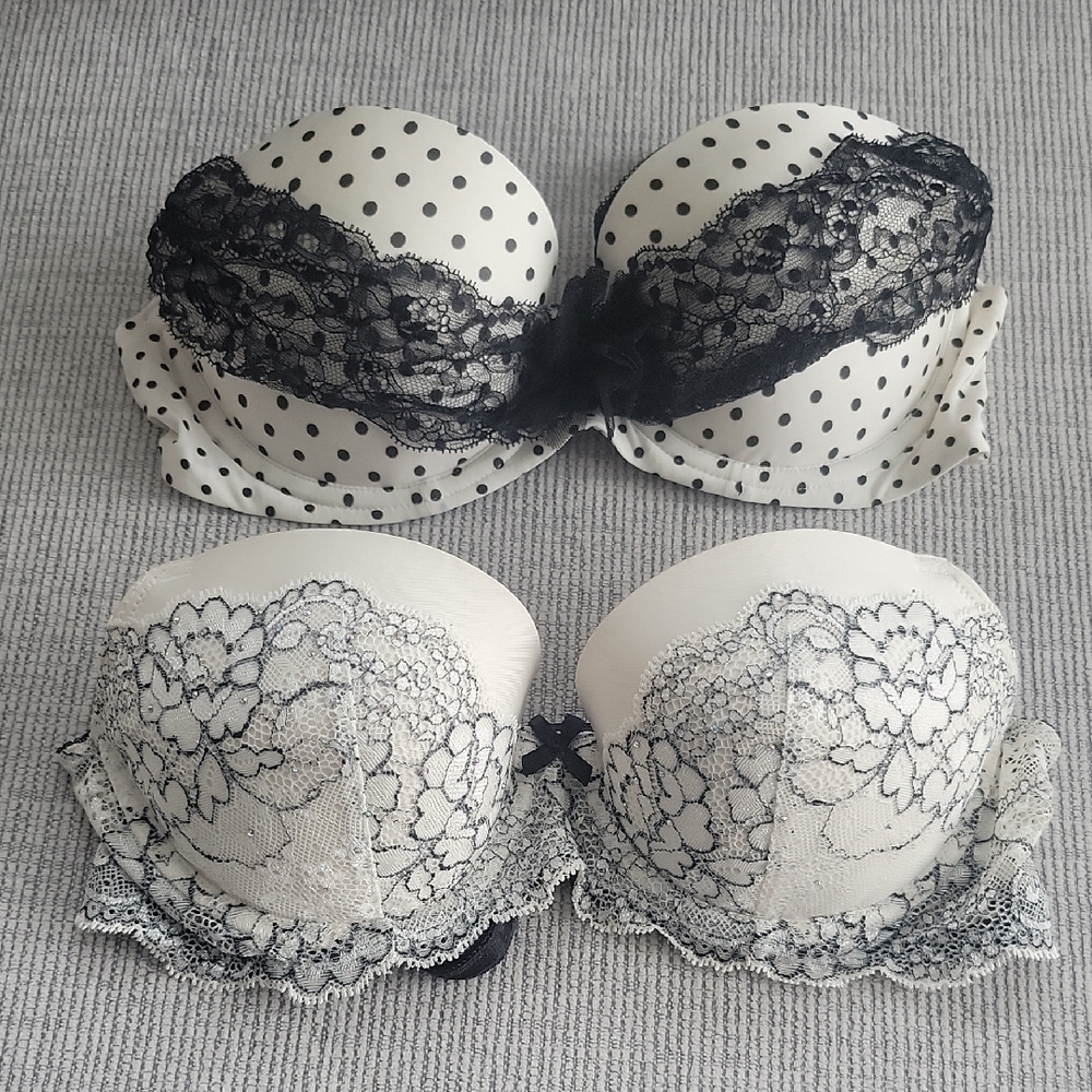 Victoria's Secret Black and White Lace Bra Set